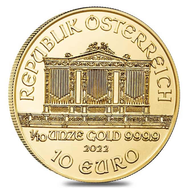 2022 1/10 oz Austrian Gold Philharmonic Coin BU