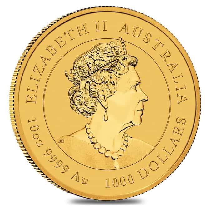 2022 10 oz Gold Lunar Year of The Tiger BU Australia Perth Mint In Cap
