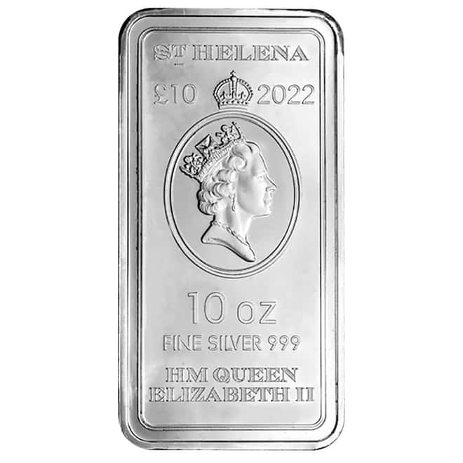 2022 10 oz St. Helena The Queen's Virtues - Victory Silver Coin Bar .999 Fine BU