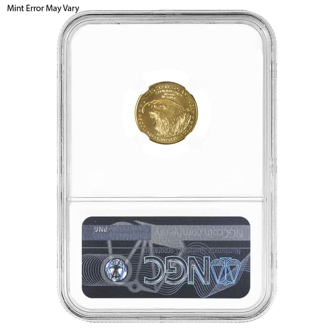 2022 1/10 oz $5 Gold American Eagle NGC MS 69 Mint Error (Obv Struck Thru)