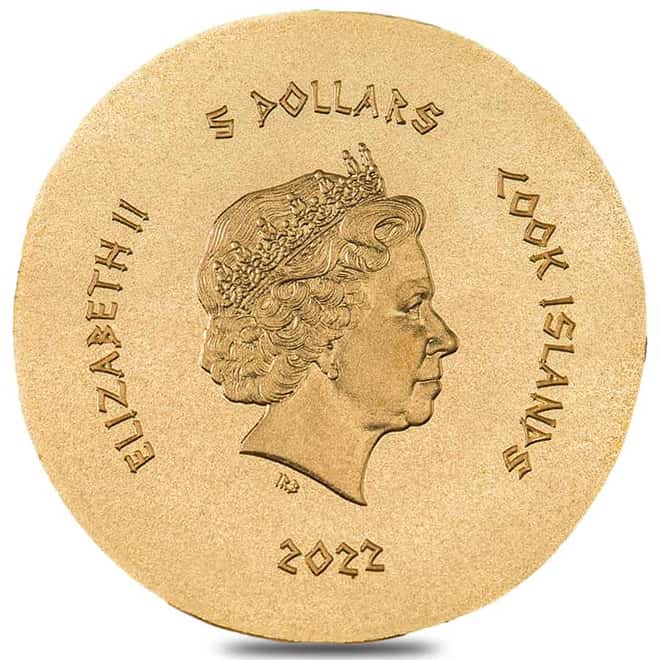 2022 1/2 gram Octopus Syracuse Gold Coin Cook Islands .9999 Fine
