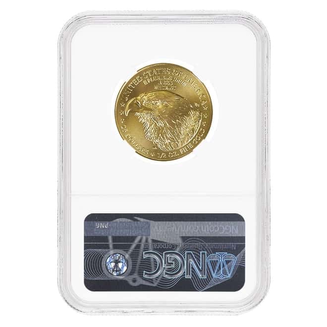 2022 1/2 oz $25 Gold American Eagle NGC MS 69 Mint Error (Obv Struck Thru Thread)