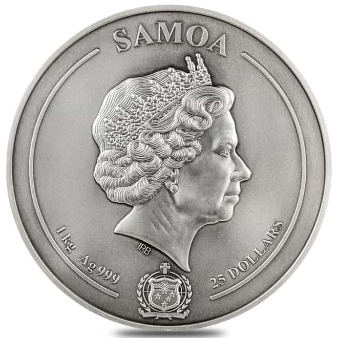 2022 1 kilo Silver Easter Island Multilayered High Relief Coin Samoa .999 Fine (w/Box & COA)
