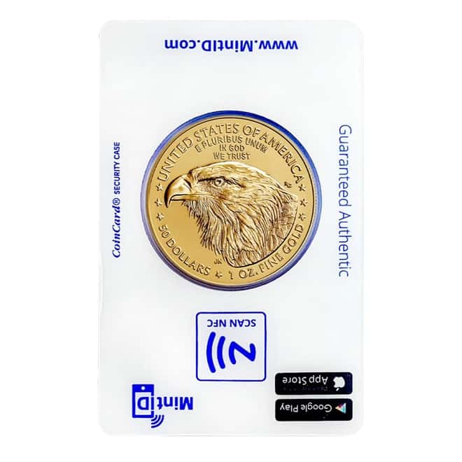 2022 1 oz Gold American Eagle $50 Coin BU (In MintID NFC Scan Authentication Card)