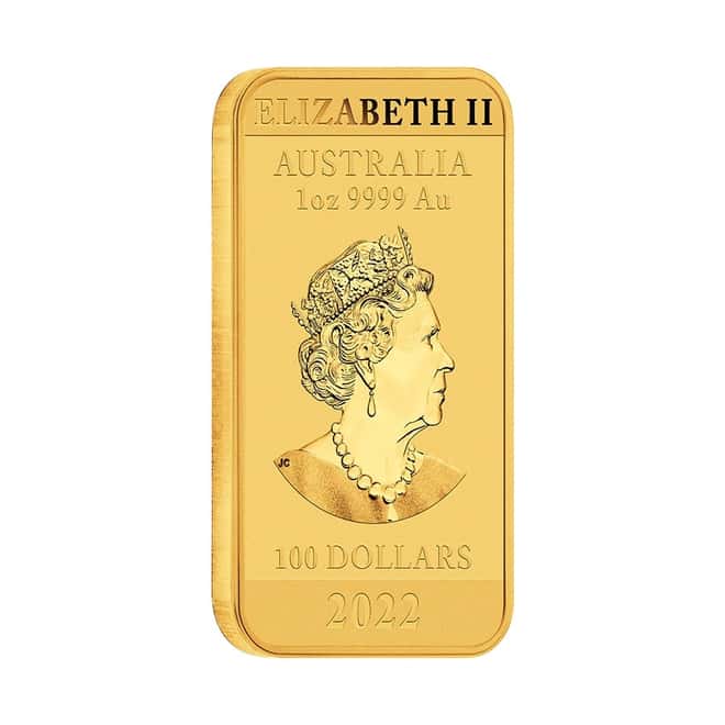 2022 1 oz Gold Australian Dragon Coin Bar $100 BU