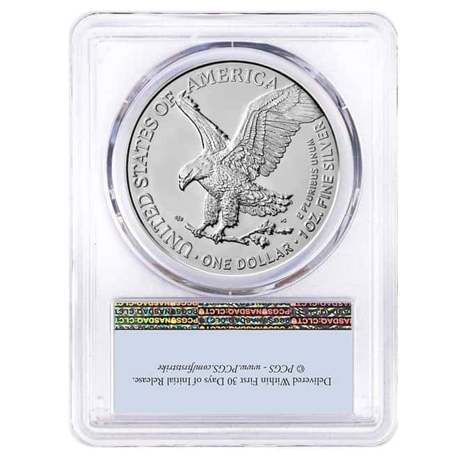2022 1 oz Silver American Eagle $1 Coin PCGS MS 70 First Strike (Flag Label)
