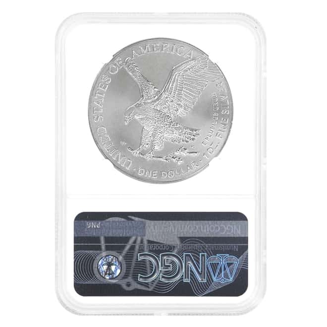 2022 1 oz Silver American Eagle NGC MS 68 Mint Error (Obv Struck Thru)