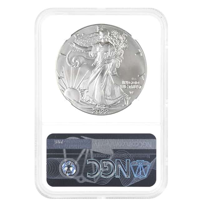 2022 1 oz Silver American Eagle NGC MS 68 Mint Error (Rev Struck Thru)