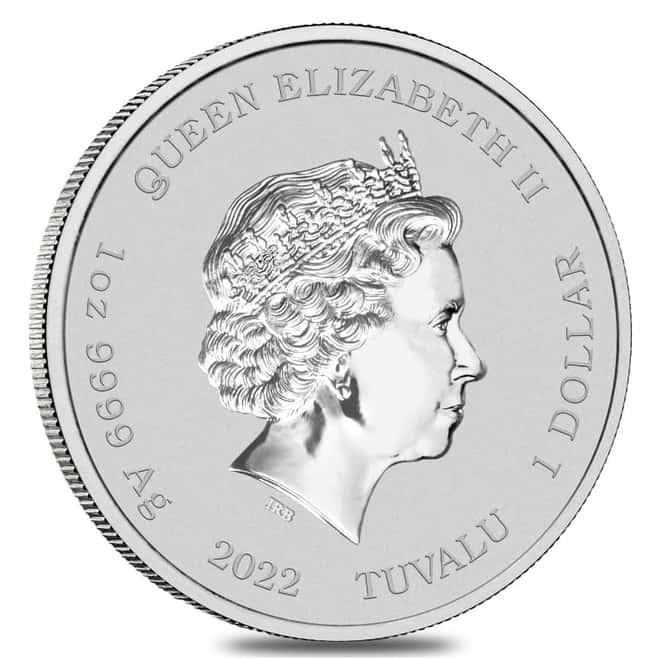 Box of 100 - 2022 1 oz Tuvalu Homer Simpson Silver Coin .9999 Fine BU In Cap (Lot, 5 Rolls of 20)