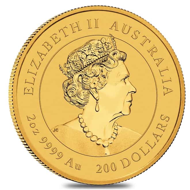 2022 2 oz Gold Lunar Year of The Tiger BU Australia Perth Mint In Cap