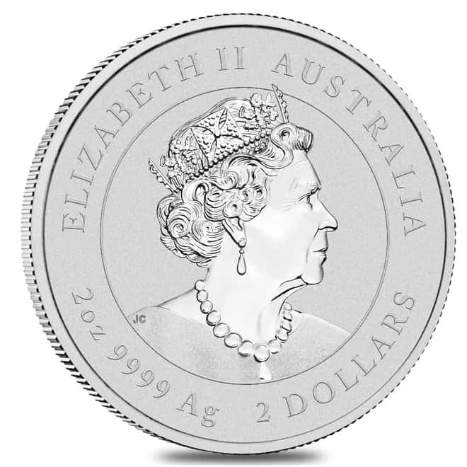 2022 2 oz Silver Lunar Year of The Tiger BU Australian Perth Mint In Cap