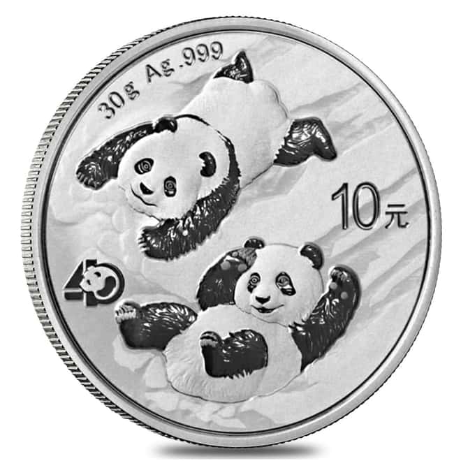 Sheet of 30 - 2022 30 gram Chinese Silver Panda 40th Ann Privy 10 Yuan .999 Fine BU (Lot of 30)