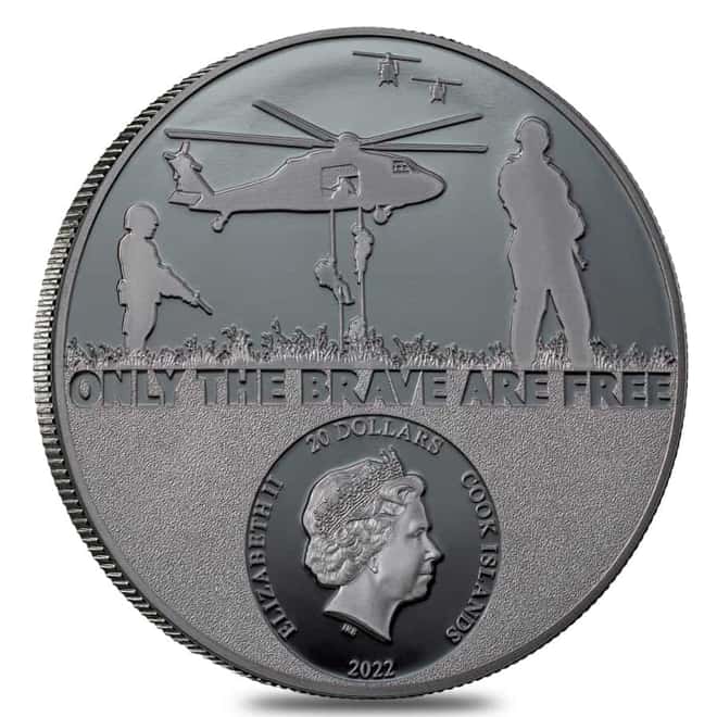2022 3 oz Proof Silver Real Heroes - Special Forces Cook Islands Coin .999 Fine (w/Box & COA)