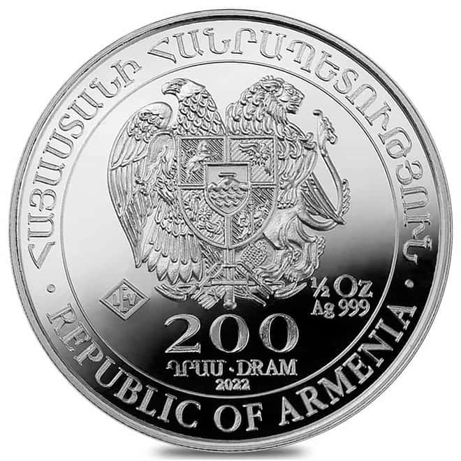 2022 Armenia 1/2 oz Noah's Ark Silver Coin 200 Dram .999 Fine BU