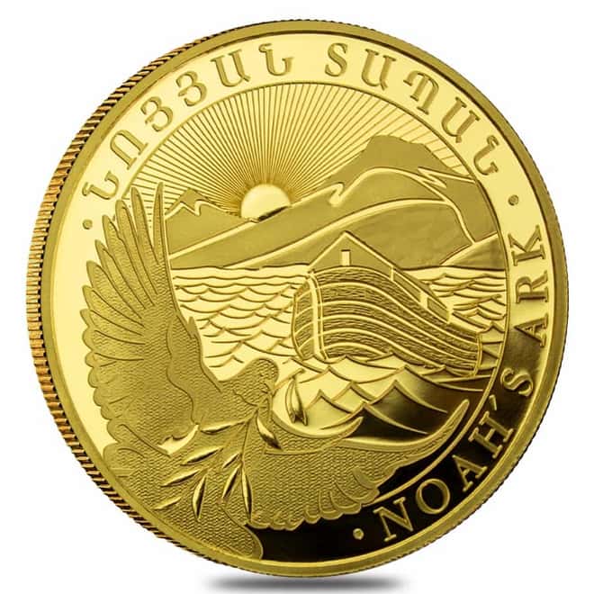 2022 Armenia 1 gram Gold Noah's Ark 100 Drams Coin BU (In Assay)