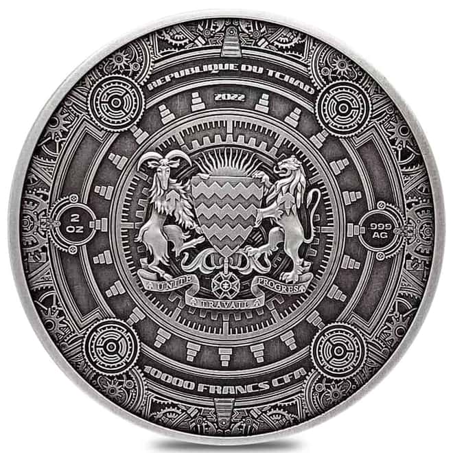 2022 Chad 2 oz Silver Mechanized Minotaur Coin Serial #5 NGC MS 70 ER Antiqued High Relief
