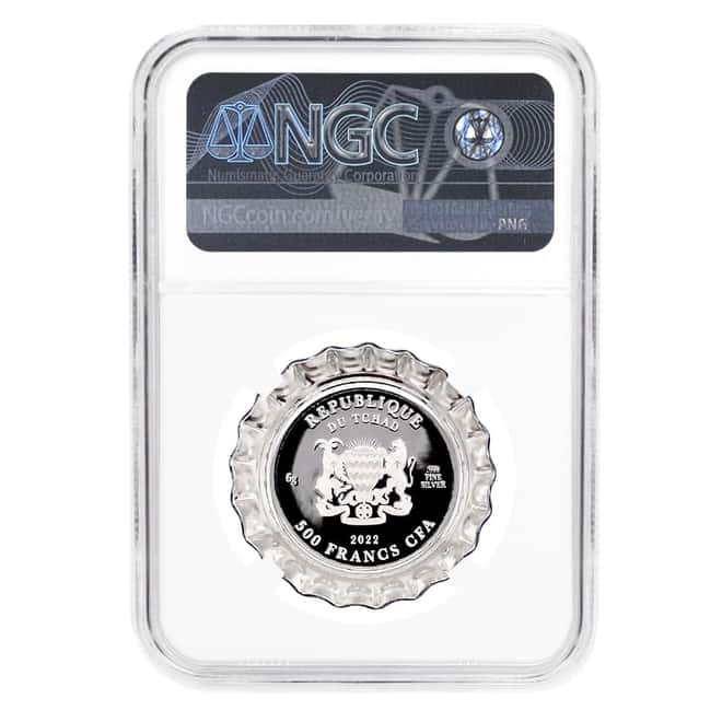 2022 Chad 6 gram Pepsi Bottle Cap Proof Silver Coin NGC PF 70 ER (White Core)