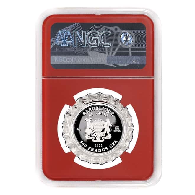 2022 Chad 6 gram Pepsi-Cola Retro Bottle Cap Proof Silver Coin NGC PF 69 ER (Red Core)