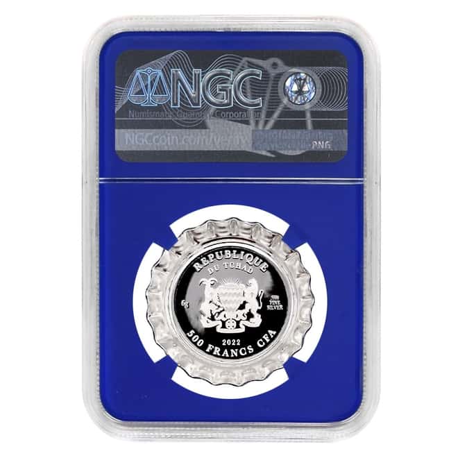 2022 Chad 6 gram Pepsi-Cola Retro Bottle Cap Proof Silver Coin NGC PF 70 ER (Blue Core)