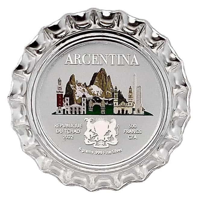 2022 Chad 6 gram World Landmarks - Argentina Bottle Cap Proof Silver Coin .999 Fine (w/Box)