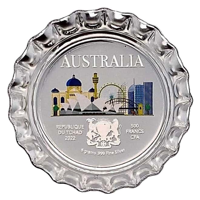 2022 Chad 6 gram World Landmarks - Australia Bottle Cap Proof Silver Coin .999 Fine (w/Box)