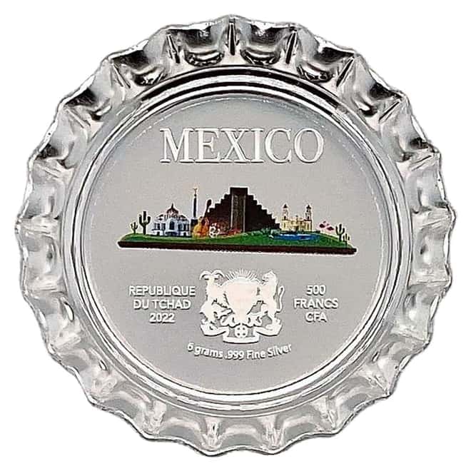 2022 Chad 6 gram World Landmarks - Mexico Bottle Cap Proof Silver Coin .999 Fine (w/Box)