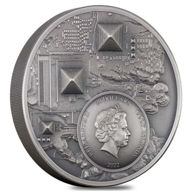 2022 Cook Islands 3 oz Silver Legacy of the Pharaohs Coin Antiqued .999 Fine (w/Box & COA)