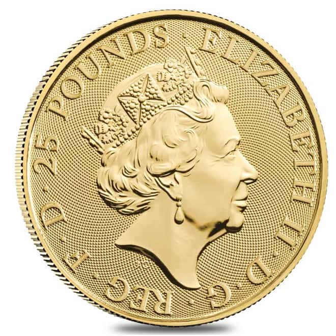 2022 Great Britain 1/4 oz Gold The Tudor Beasts Lion of England Coin .9999 Fine BU