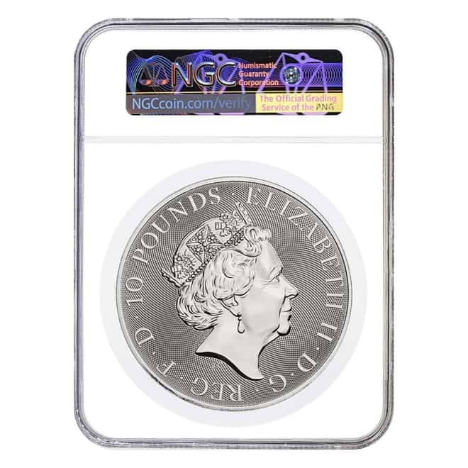 2022 Great Britain 10 oz Silver Queen's Beasts Completer Coin NGC MS 70 FDOI