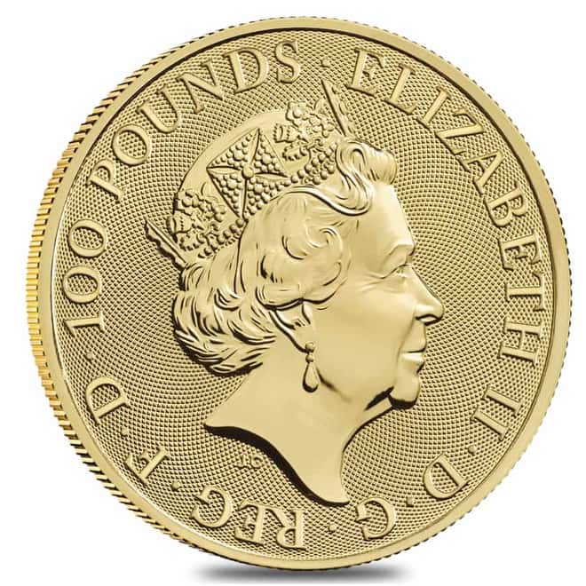 2022 Great Britain 1 oz Gold The Tudor Beasts Lion of England Coin .9999 Fine BU