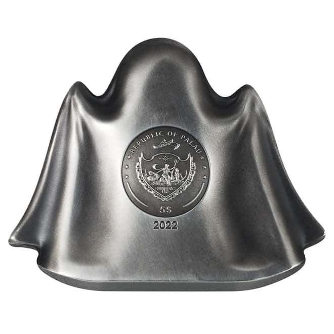 2022 Palau 1 oz Silver Charm - Ghost Shaped Silver Coin .999 Fine (w/Box & COA)