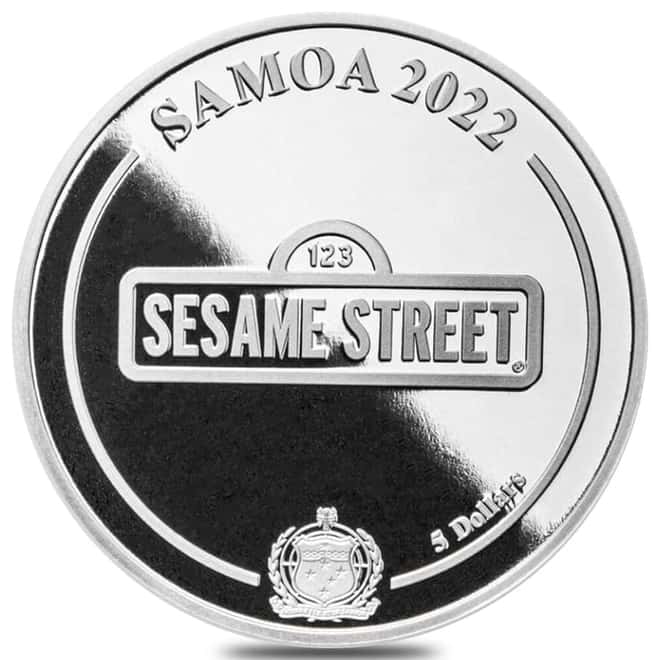 2022 Samoa 1 oz Colorized Silver Oscar The Grouch Coin - Sesame Street .999 Fine (w/Box & COA)
