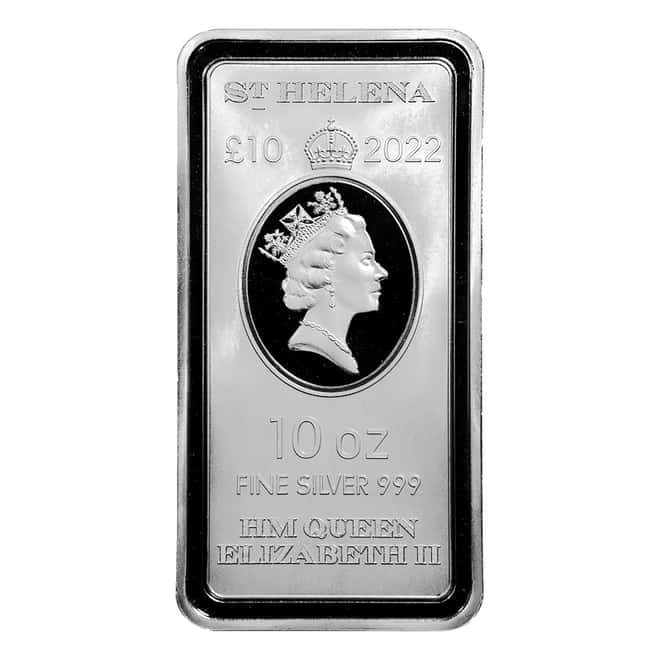 2022 St. Helena 10 oz Silver Standing Britannia Coin Bar BU