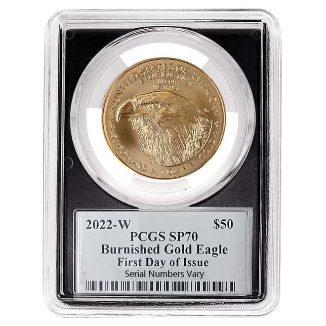 2022-W 1 oz $50 Burnished Gold Eagle PCGS SP 70 FD (Balan Sign)