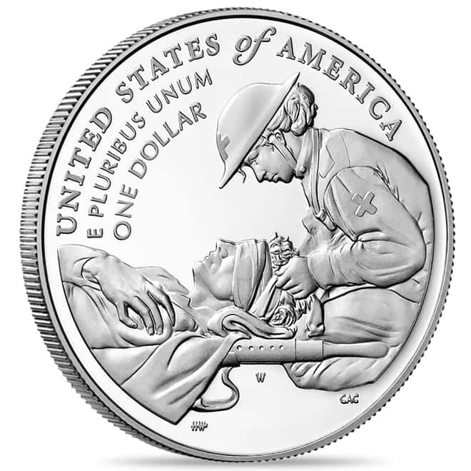 2022-W Purple Heart Colorized Silver Dollar $1 (w/Box & COA)