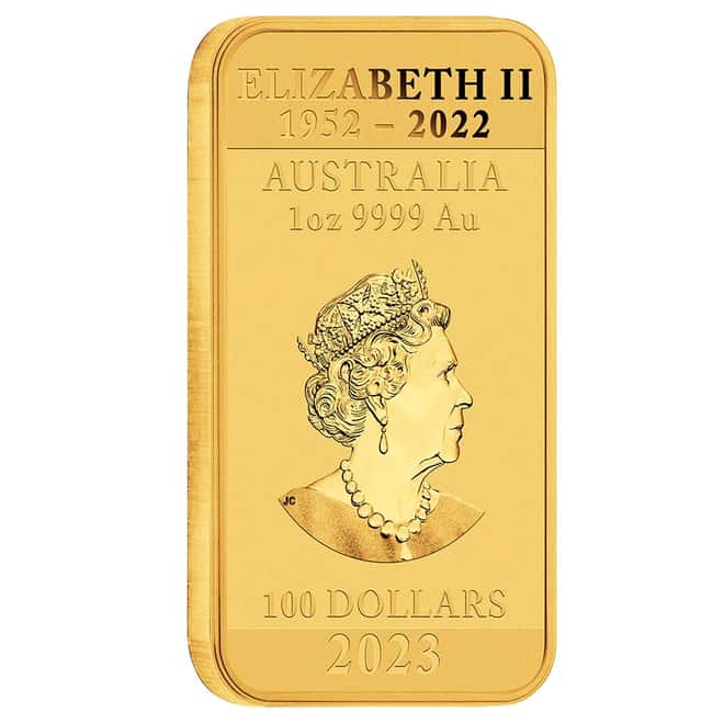 2023 1 oz Gold Australian Dragon Coin Bar $100 BU