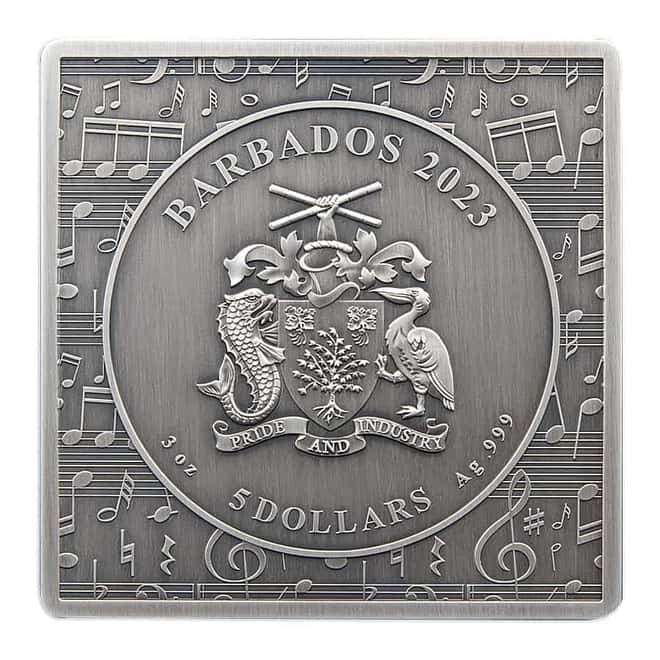 2023 Barbados 3 oz Silver Vinyl Record Shaped Coin .999 Fine