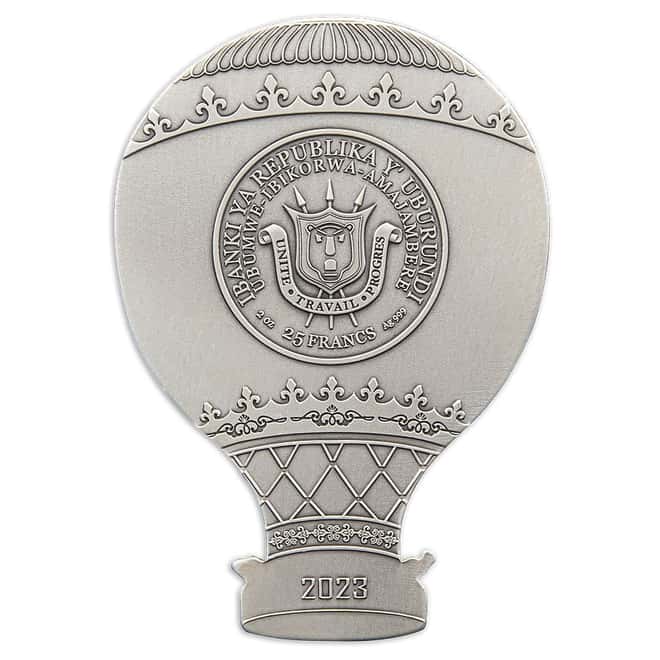 2023 Burundi 2 oz Silver Hot Air Balloon Shaped Coin .999 Fine
