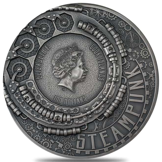 2023 Cook Islands 1 kilo Silver Steampunk Jet Pack Coin Antiqued .999 Fine (w/Box & COA)