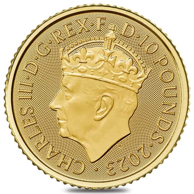 2023 Great Britain 1/10 oz King Charles Coronation Gold Coin BU