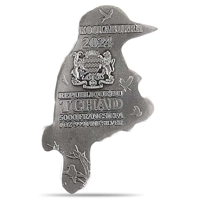 2024 Chad 1 oz Silver Kookaburra Shaped High Relief Coin .999 Fine