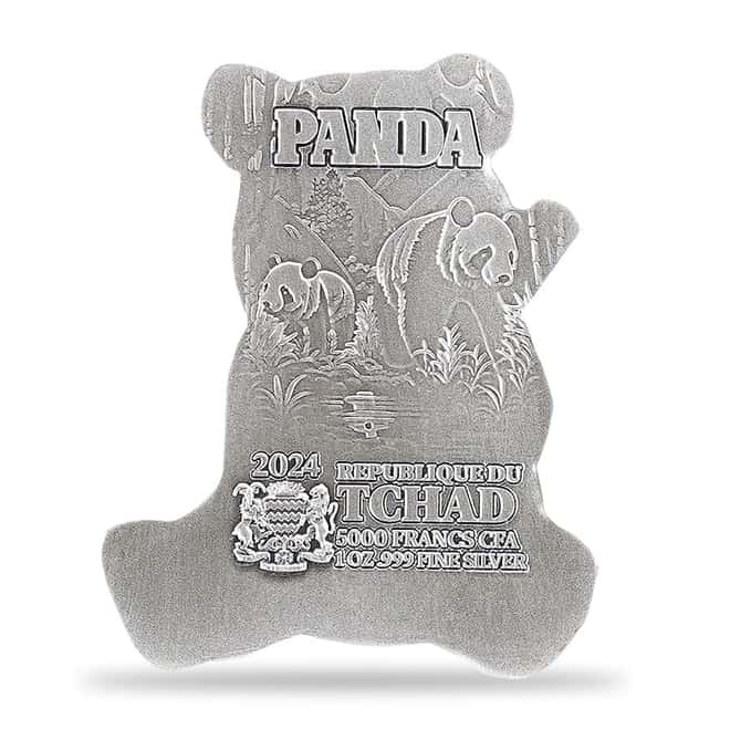 2024 Chad 1 oz Silver Panda Shaped High Relief Coin .999 Fine