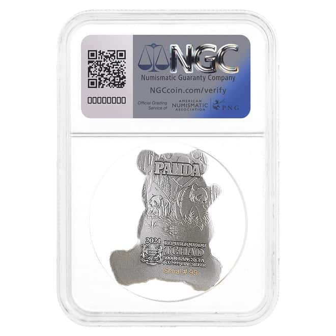 2024 Chad 1 oz Silver Panda Shaped Coin NGC MS 69 ER One of First 100