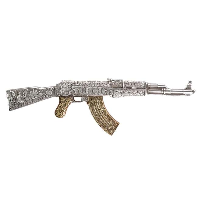 2024 Chad 2 oz Silver Assault Rifle Gilded Shaped Coin .999 Fine