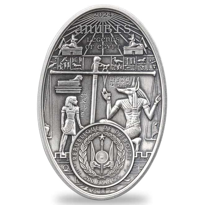 2024 Djibouti 3 oz Silver Anubis Lord of the Sacred Land Coin