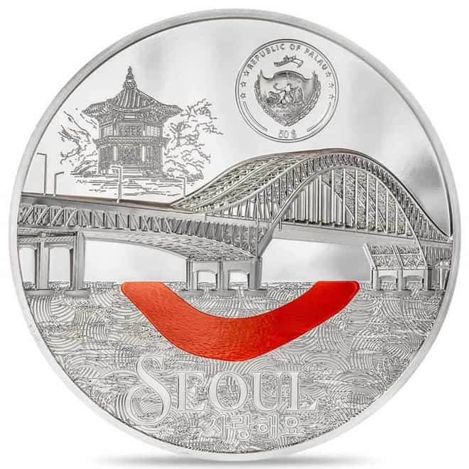 2024 Palau 1 Kilo Proof Silver Tiffany Art Metropolis Seoul Coin