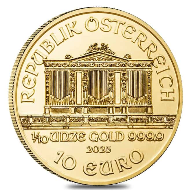 2025 1/10 oz Austrian Gold Philharmonic Coin BU