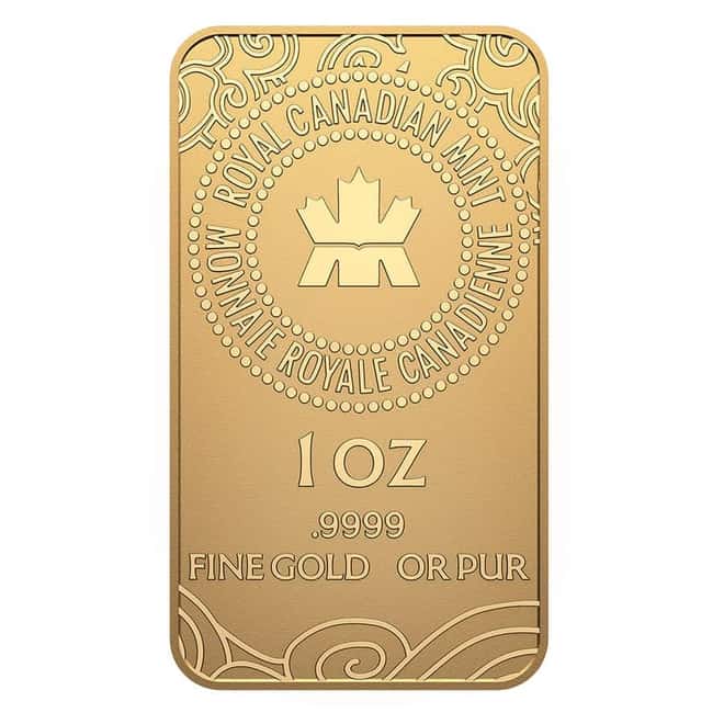2025 1 oz Royal Canadian Mint RCM Lunar Snake Gold Bar .9999 Fine (in Assay)