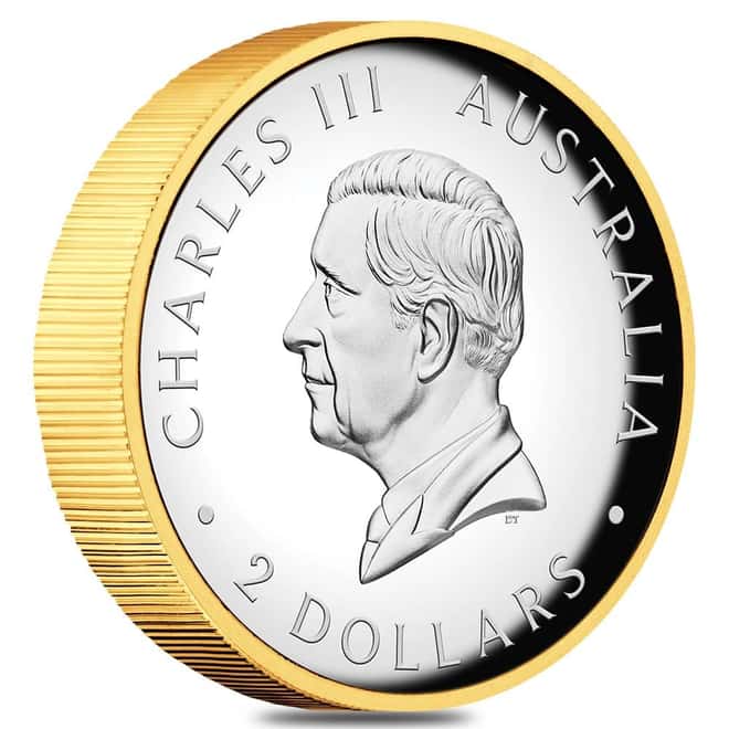 2025 2 oz Silver Australian Kookaburra High Relief Gilded Coin Perth Mint