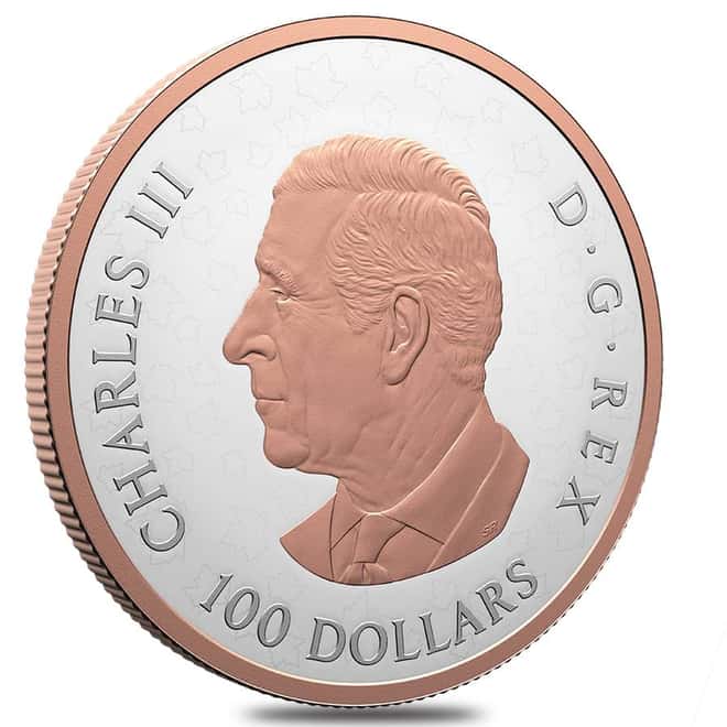 2025 Canada 10 oz Gleaming Maple Leaves Silver Coin .9999 Fine